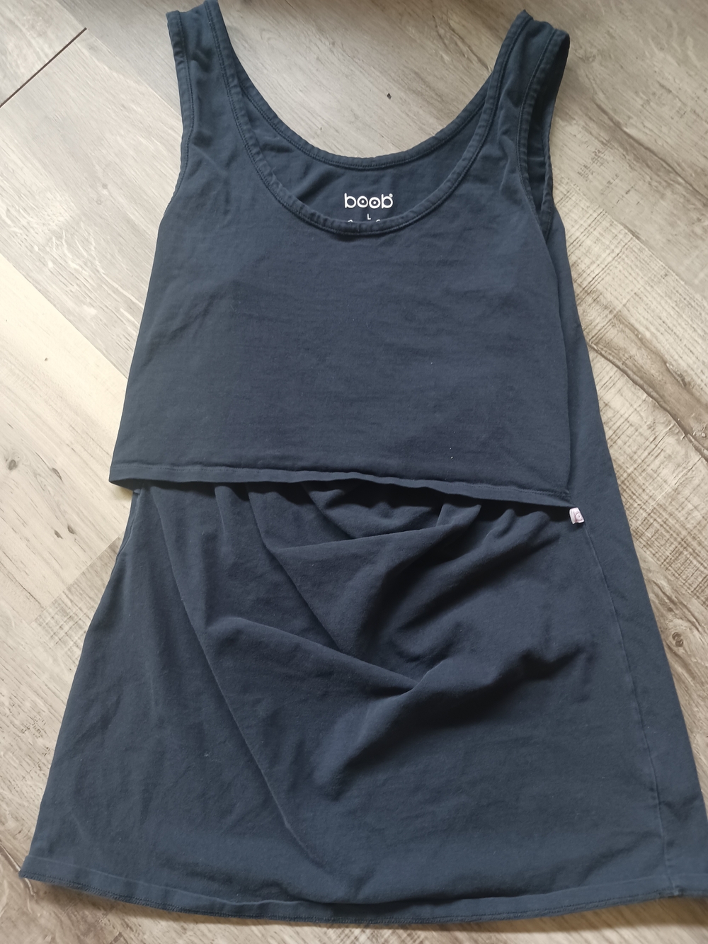 Boob Design Organic Cotton Navy Nursing Tank Top with Layered Front